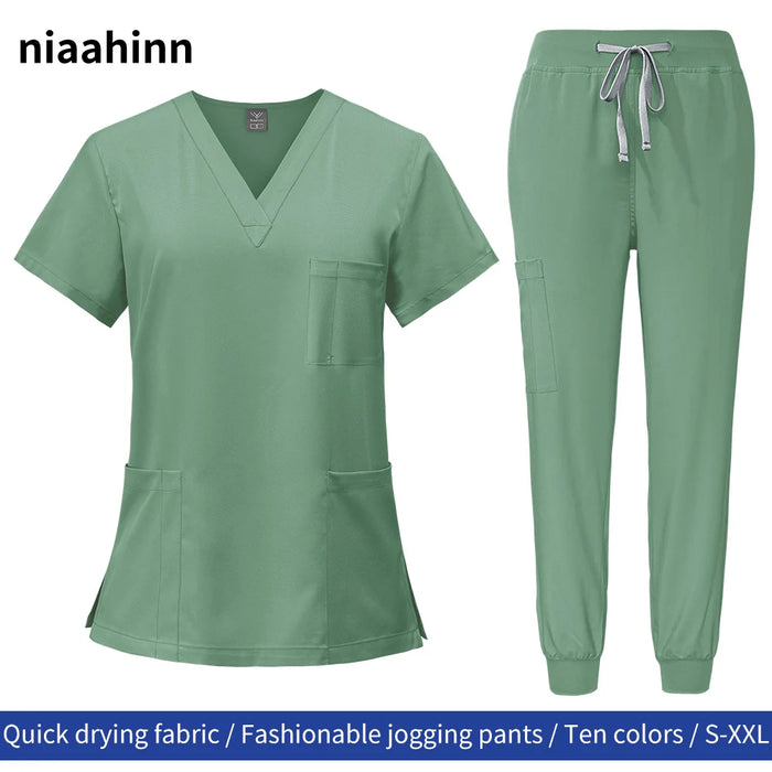 Short Sleeved Spa Uniform Women Hospital Nursing Uniform Multicolor Stretch Fabric Pet Clinic Vet Work Clothes Nurse Accessories