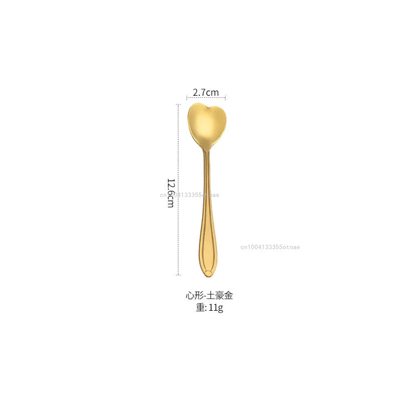 1pcs Stainless Steel Cherry Rose Flower Gold Scoop Coffee Spoon Gifts Kitchen Dessert Tea Accessories Tableware Decoration