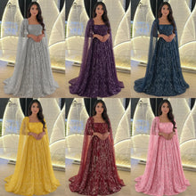 FATAPAESE Luxury Beads Sequins Cape Evening Dresses Champagne A Line Tulle Wedding Guest Dress for Arabic Dubai Saudi