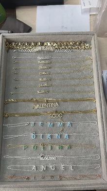 DOREMI Customized Gift Jewelry 9mm Crystal Letter Names Necklace Colorful Birthstone Cz Charms Choker Necklace