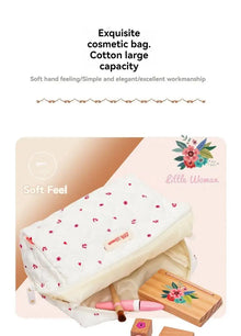 Kids' Pretend Makeup Toy Wooden Role‑play Dress‑up Vanity Gift Makeup Bag Set for Girls