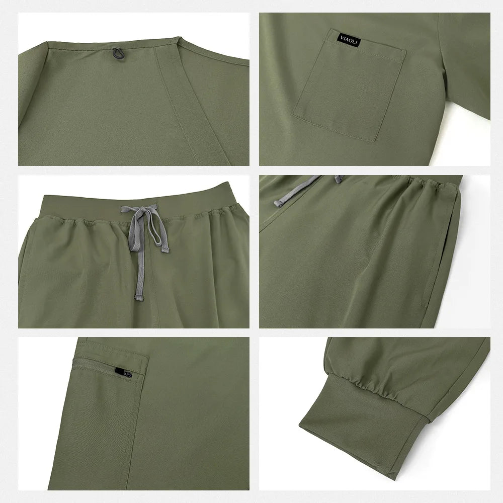 Unisex short sleeved surgical scrub set, skin care and operating room medical staff uniforms, isolation gowns