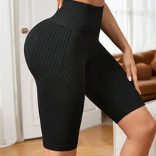 Women High Waist Seamless Slim Shorts Stretchy Push Up Butt Linear Aesthetic Yoga Shorts Knitted Workout Running Leggings