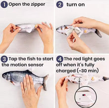 Jouet pour chat et chien en forme de poisson, rechargeable par USB, simulateur de poisson électrique, jouet interactif pour le dressage, le nettoyage des dents et la mastication des animaux