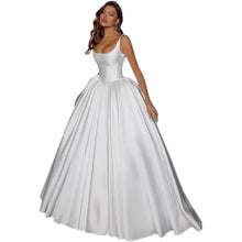 Customized Elegant A-line Simple Satin Wedding Dresses for Bride Sleeveless Bridal Dress Square Collar Bride Gown Robe De Mairee