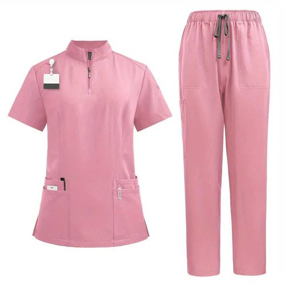 Surgical Uniforms Woman Man Scrub Set Medical Nurse Beauty Salon Workwear Clinical Scrubs Top + Pant Spa Doctor Nursing Tunic Su