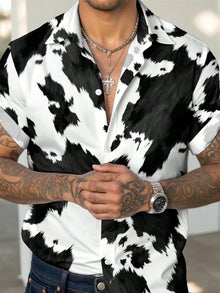 The new men's short-sleeved shirt for summer 2025 features a casual fashionable comfortable and soft 3D pattern print