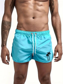 Men's Beach Shorts, Urban Swimwear with Print, Casual Running Pants, Lightweight Quick Drying Shorts for Swimming, Surf, Summer