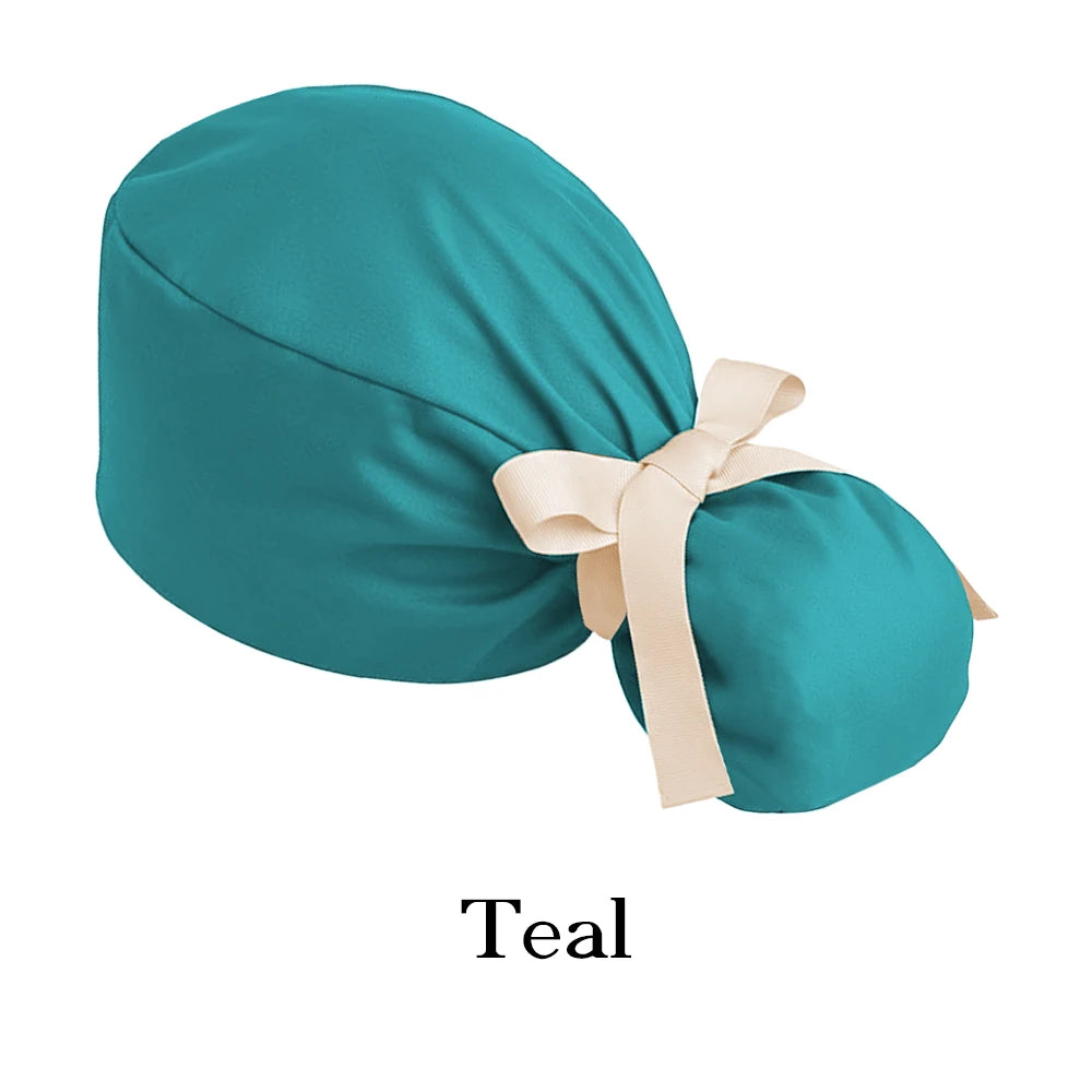 Ponytail Working Caps with Satin Lining for Women TOOTH Pet Doctor Nurse Scrubs Hat Stretch Long Hairs Nursing Caps C-TL-02
