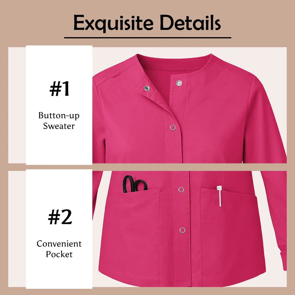 Women Men's Coat Medical Surgical Work Jacket Hospital Uniform Dentist Clinic Outwear Pharmacy Pet Shop Work  Nurse Uniform