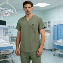 Unisex short sleeved surgical scrub set, skin care and operating room medical staff uniforms, isolation gowns