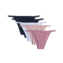 5Pcs/set Cotton Panties Women Low Waist Adjustable Metal Slider Straps Bikini Briefs Breathable No Show Ladies Daily Underwear