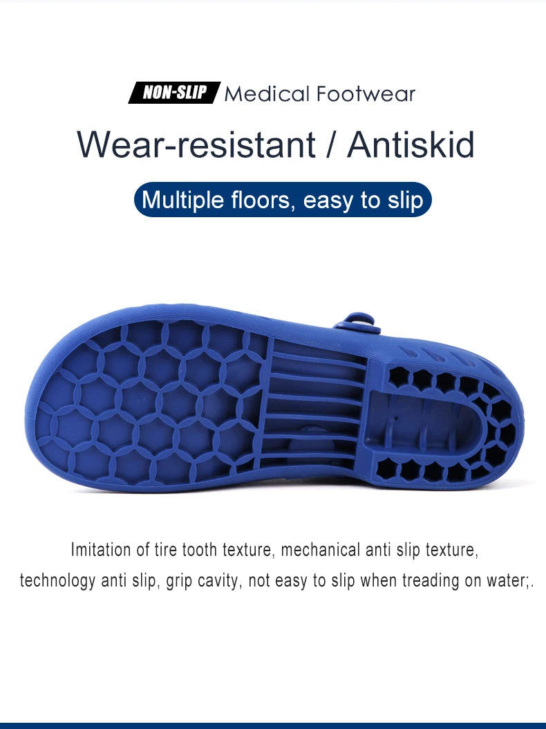 Medical Shoes Clogs with Chip Slot Hospital Foot Wear strap Unisex Wear-Resistant Non-slip High Temperature Disinfection Slipper