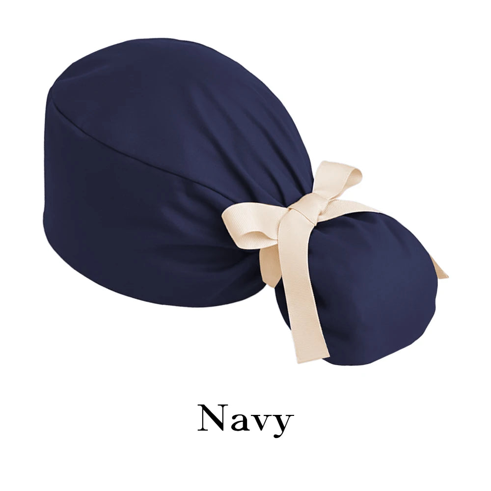 Ponytail Working Caps with Satin Lining for Women TOOTH Pet Doctor Nurse Scrubs Hat Stretch Long Hairs Nursing Caps C-TL-02