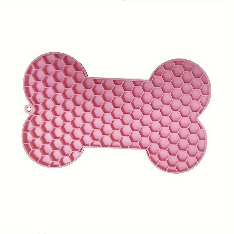 Bone Shape Silicone Licking Pad Pet Dog Peanut Butter Slow Food Bowl Eating for Cats Dogs Feeder Feeding Lickmat