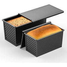 Rectangle Loaf Pan with Lid 1lb Non-Stick Bread Baking Pan Carbon Steel Corrugated Toast Box Toast Mold for Oven Baking Tool