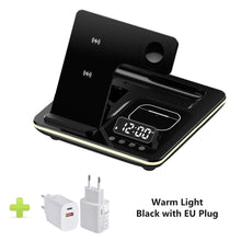 5 in 1 Warm Light Wireless Charger Dock Fast Charging Station for Apple Airpods iWatch iPhone 12 13 14 15 16 17 with Alarm clock