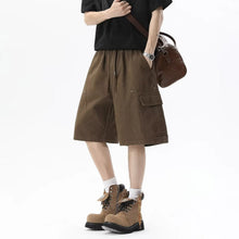 American Street Style Military Green Multi-Pocket Workwear Shorts Men Summer Deconstructed Rivet Design Loose Five-Quarter Pants
