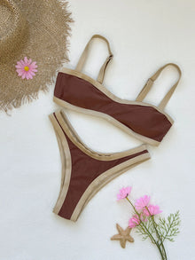2026 Fashionable Women Two-Piece Swimsuit Adorable Chocolate Dot Design with Lace Detail Perfect for Beach Wear and Pool Parties