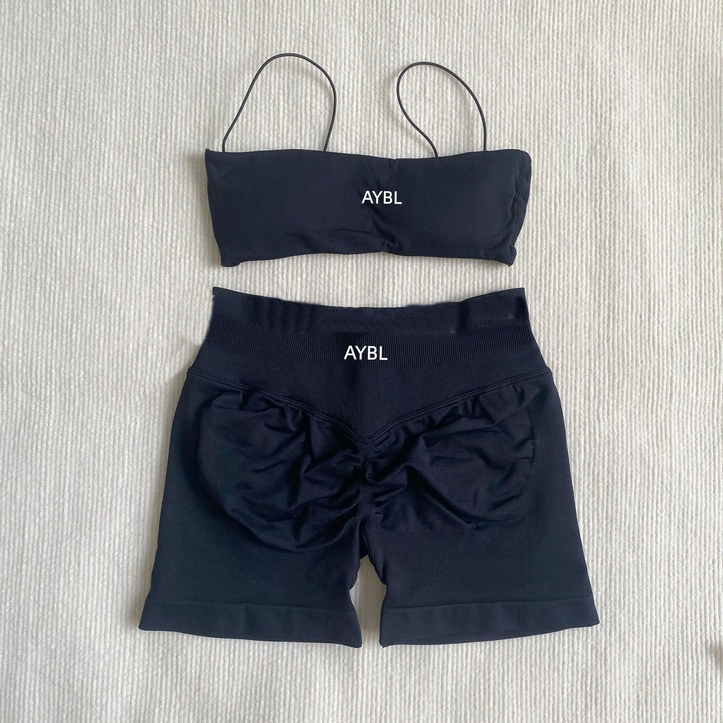 2 Pcs Strappy Bras Women Seamless Sports Yoga Short Set Gym Leggings Set Fitness Workout Adapt Seamless Strappy Sports Bras Set