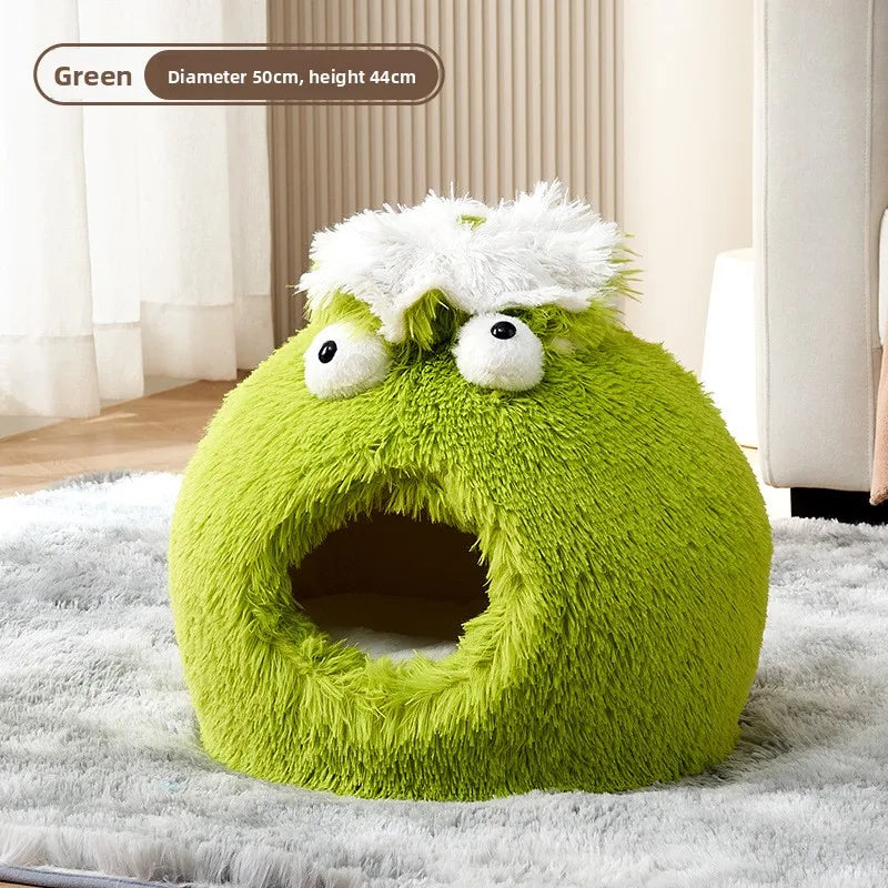 Cozy Enclosed Cat Bed for Winter Warmth Security Indoor Pet House for Cats and Small Dogs with Soft Padding 4 Seasons Use