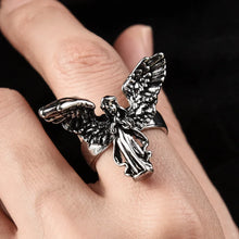 Antique Design Ring Distressed Angel Silver Color Opening Rings Fashion Punk Hip Hop Couple Rings Party Women Men Jewelry Gifts