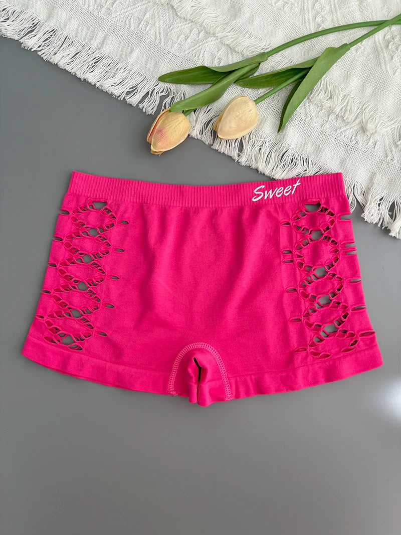 Seamless Sports Underpants Skirt Seamless Knickers Shorts Under The Skirt Sexy Side Mesh Hollow Out Boxer Panties Safety Panty