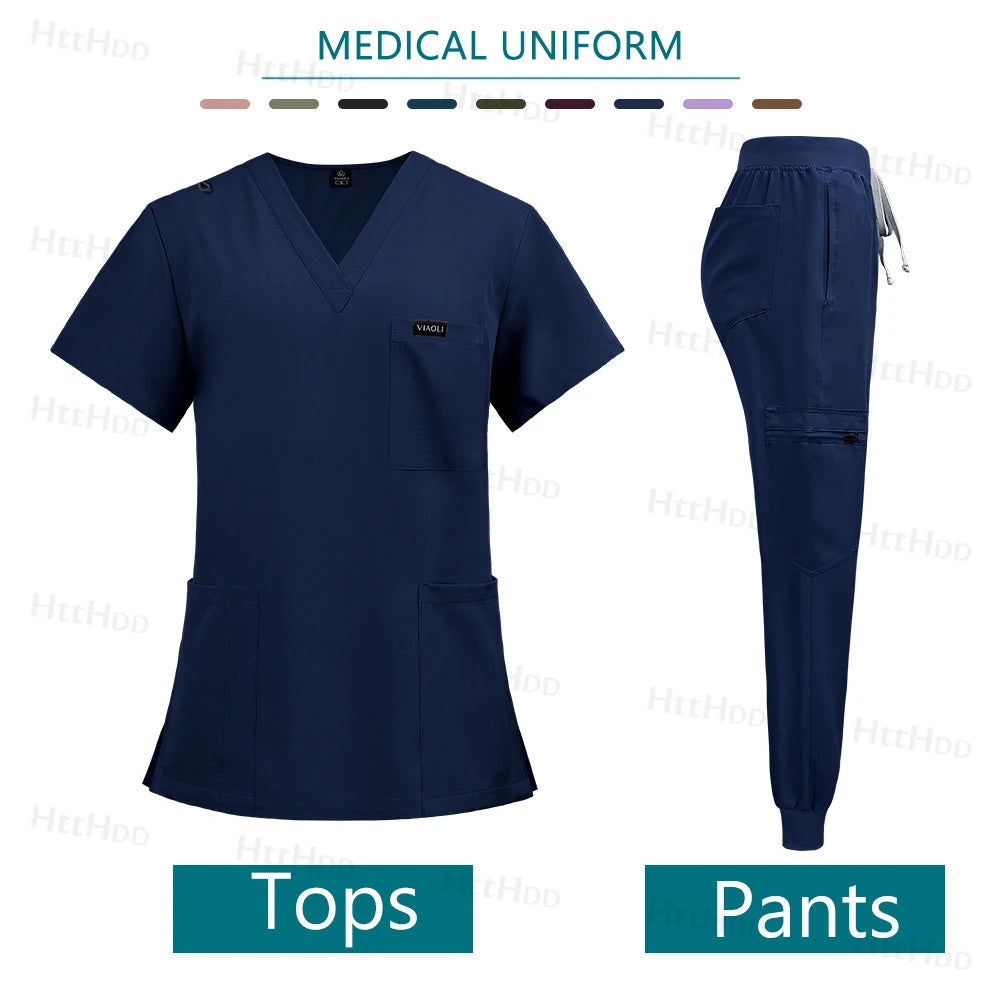 Mens Scrubs Uniform Work Gowns Woman Doctor Surgical Gown Wholesale Scrub Sets Beauty Salon Pharmacy Pet Store Uniforms Top Pant