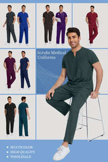 Niaahinn Medical Surgical Uniforms Doctor Costume Men Nurse Surgery Anesthetist Workwear Clinical Nursing Scrubs Tops-Pants Suit