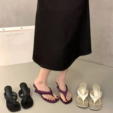 Wedge Flip-Flops Summer New Round Toe Clip-Toe Soft-Sole High-Heeled Beach Shoes