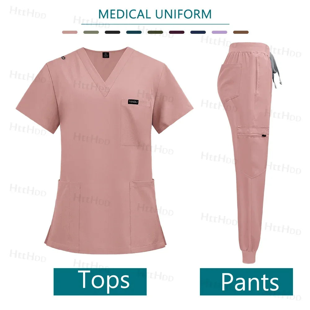Mens Scrubs Uniform Work Gowns Woman Doctor Surgical Gown Wholesale Scrub Sets Beauty Salon Pharmacy Pet Store Uniforms Top Pant