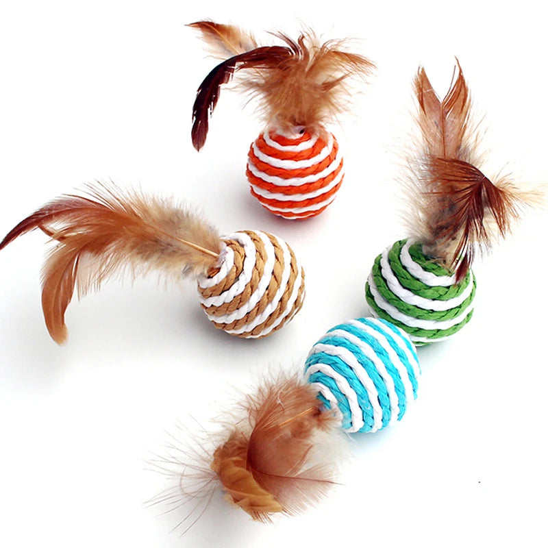 Mouse Mint Ball Feather Catnip Ball Self Cleaning Teeth Grinding Ball Feather Toy Ball Pet Toys Cat Supplies Pet Cleaning Tool