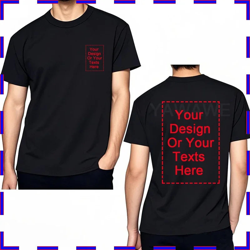 Design Your Own Oversized T-shirt for Men Custom Graphic Blank Cotton Personalized Message Tshirt Loose Fit Tops Gift Your Logo