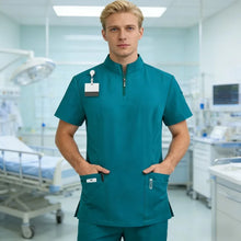 Neutral medical frosted stand up collar zipper design, doctor and nurse work clothes, operating room surgical clothes