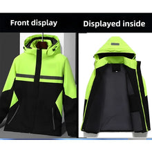 New Winter Work Jacket, Waterproof Windproof Reflective Thermal Coat with Fleece Lining, Stain Resistant Outdoor