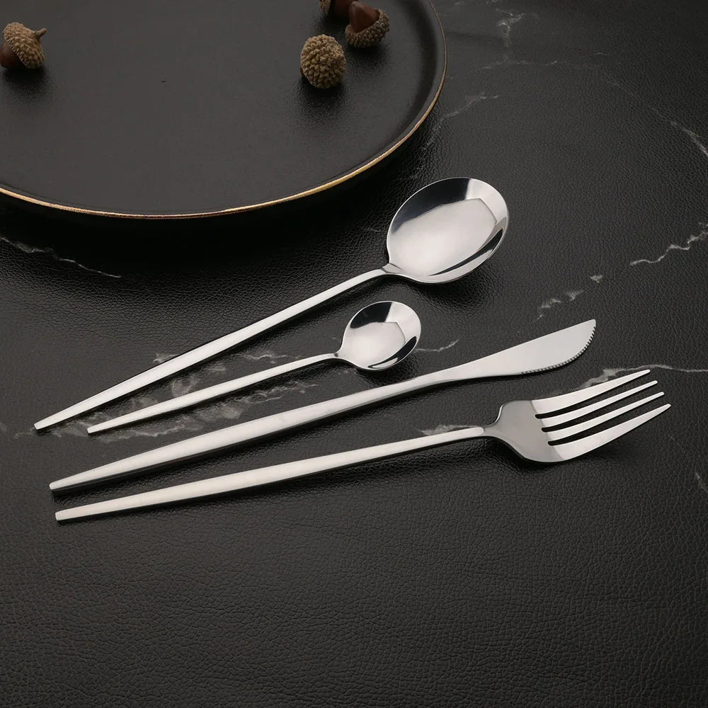 6Pcs Mirror Dinner Forks Cutlery Gold Stainless Steel Fork Flatware Kitchen Silverware Western Dinnerware Restaurant Fork Set