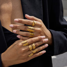 Uworld Minimalist Designer 18K Gold Color Plated Angel Wings Open Rings Trendy Waterproof Stainless Steel Jewelry кольцо женское