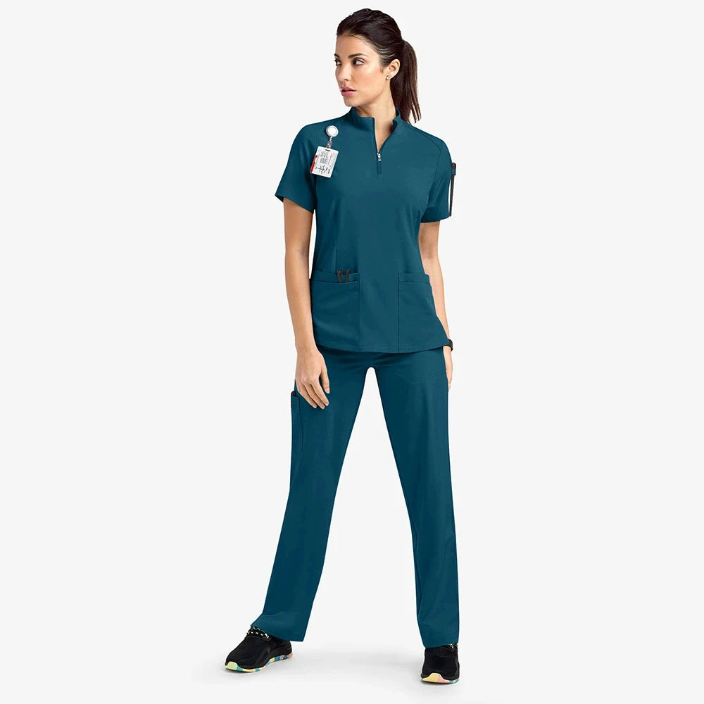 Women Hospital Doctor Workwear Unisex Medical Uniforms for V-neck Nurse Scurbs Set Oral Dental Surgery Work Uniform Short Sleeve