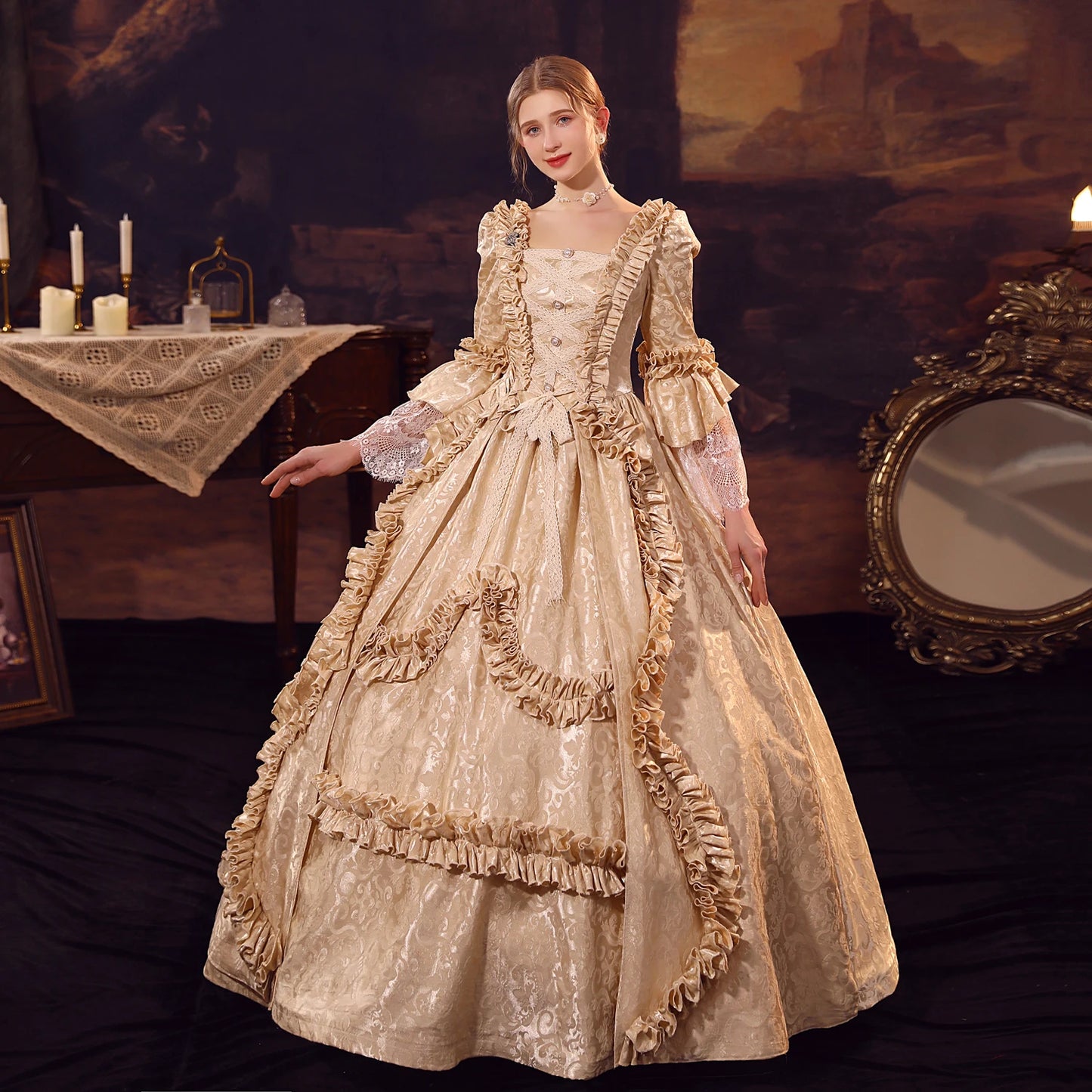 18th Century Women Marie Antoinette Dresses Long Victorian Rococo Gowns Historical Theater Clothing