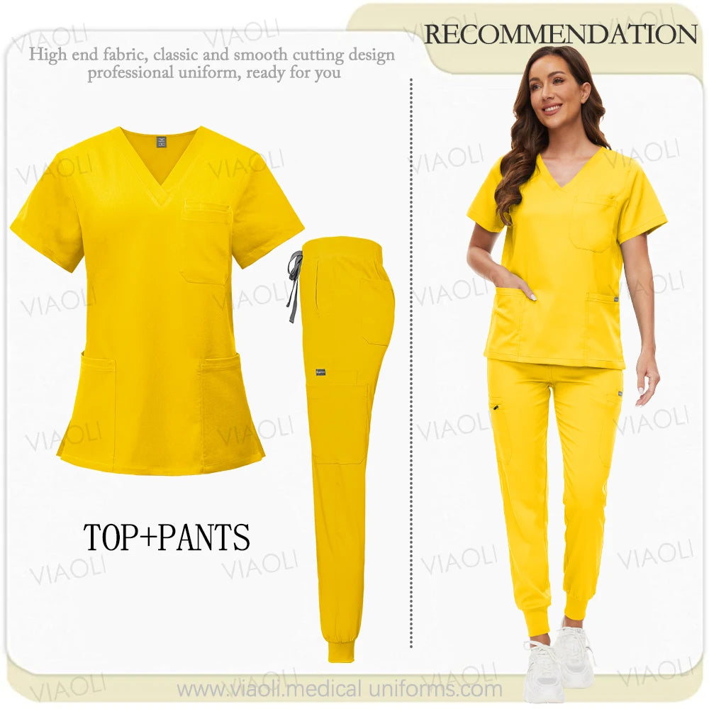 Hospital Surgical Uniform Medical Scrub Set Doctor Nurse Clothes Nursing Accessories Dental Clinic Beauty Salon Workwear Lab Set