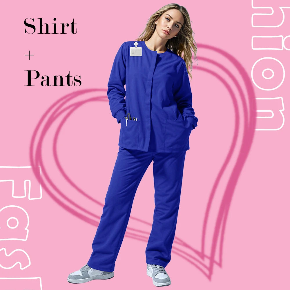 New Scrub Suit Medical Surgical Gown Stretch Tops High Quality Scrub Jacket Medicals Scrubs Uniforms Wholesale Nurse Long Sleeve