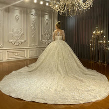 Customzied Gorgeous Long Sleeves Wedding Dress For Women Sequins Appliques Bridal Gown O-Neck Bridal dress Vestido De Novia