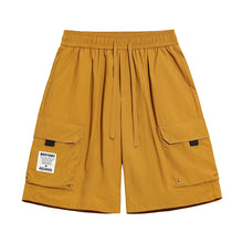 Men's High Street Cargo Shorts Lightweight Breathable Solid Color Drawstring Waist Big Pockets Shorts Casual Summer Short Pants