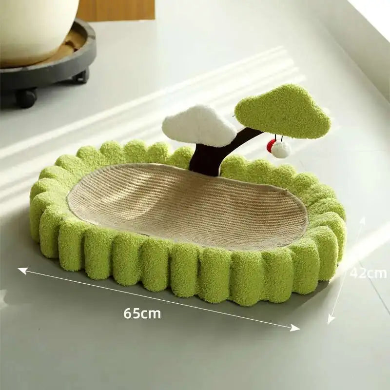 Cat scratch board, cat nest integrated, linen, non shedding, durable, large oval basin, cat claw board, non rotting, round cat