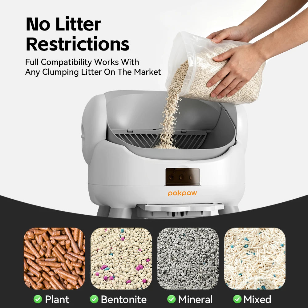 Pokpaw CL23 Automatic Cat Litter Box App 72L Large Capacity with Kitten Mode – Quiet Smart Litter Box Travel Cat Toilet Supplies
