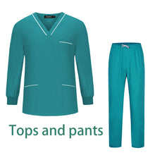 Solid Color Long Sleeve Suit Unisex Lab Spa Nursing Workwear Slim Medical Scrub Uniform Nurse Doctor Surgical Gown Wholesale