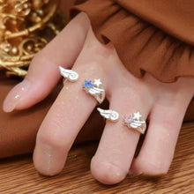 Sweet Angel Wing Star Open Ring for Women Exquisite Romantic White Finger Ring Vintage Creative Cute Versatile Jewelry Wholesale