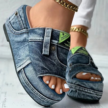 Platform Women Slippers New Summer Elegant Denim Sandals Comfortable Slip on Shoes Beach Walking Slippers Casual Slides Women