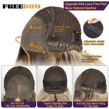 Freedom 6x4 Lace Front Wigs Ombre Brown Blonde Wavy Bangs