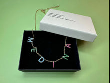 DOREMI Customized Gift Jewelry 9mm Crystal Letter Names Necklace Colorful Birthstone Cz Charms Choker Necklace